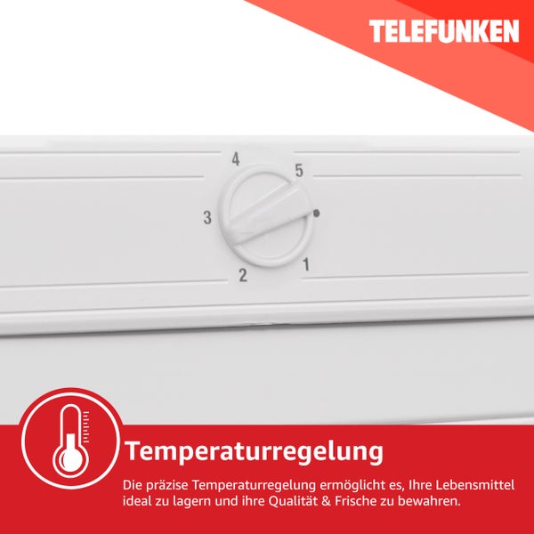 Telefunken Gefrierschrank groß Tiefkühlschrank freistehend 175 Liter 4*-Gefrieren 40 dB F-GS-145-E-W weiß