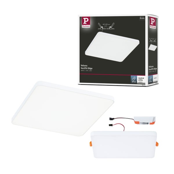 VariFit LED Einbaupanel Veluna Edge IP44 eckig 160x160mm 12W 1100lm 4000K Weiß