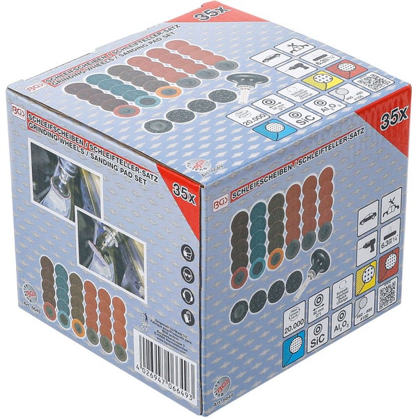 BGS Schleifscheiben und Schleifteller Set in der Verpackung