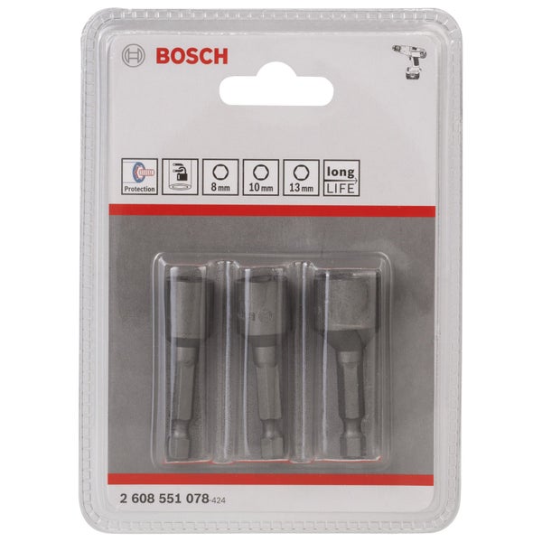 Bosch Steckschlüssel-Pack, 3tlg. 50 mm, 8, 10, 13 mm -2608551078