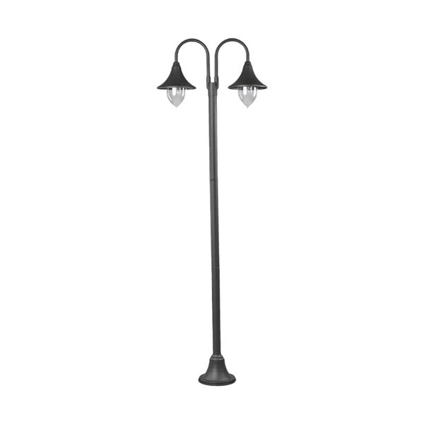 Lindby Mastleuchte außen Madea (spritzwassergeschützt (Modern) in Schwarz aus Aluminium (2 flammig, E27) - Kandelaber Außenleuchte