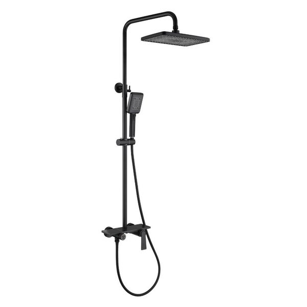 Home Deluxe - Duscharmatur mit Ablage - ICONIC - Farbe: Schwarze Marmoroptik - Höhe: 120 cm, inkl. Handbrause I Duschbrause Regendusche Designarmatur