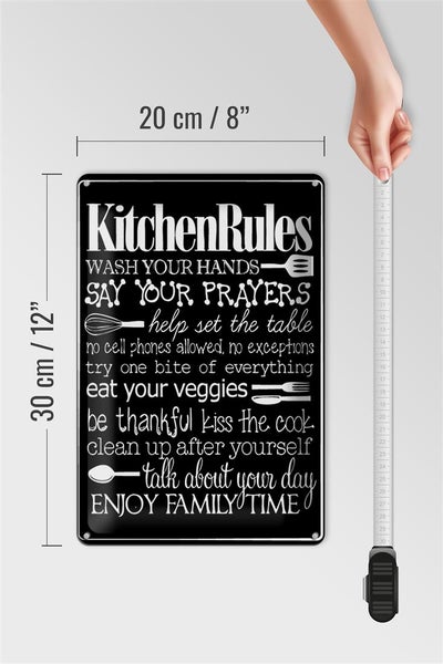 Blechschild Spruch 20x30cm Kitchen Rules wash your hands
