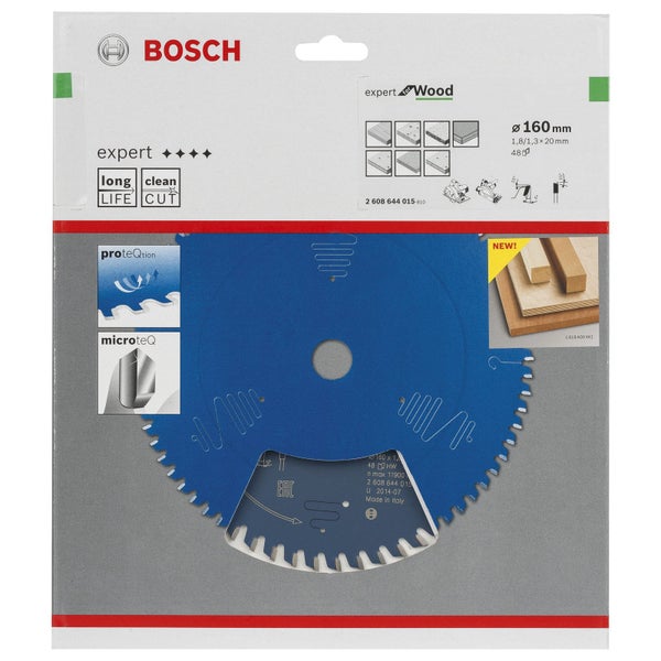 Bosch Kreissägeblatt Expert for Wood für Handkreissägen 160 x 20 x 1,8 mm 48 - 2608644015