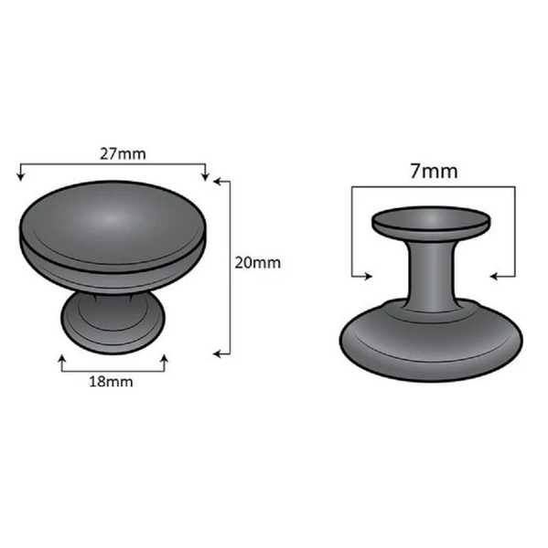 Technische Zeichnung eines Möbelknopfs mit Maßangaben