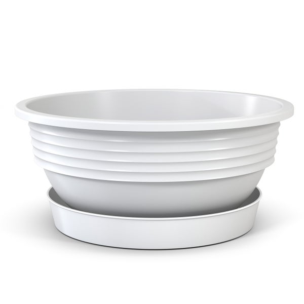 Plastard Pflanzschale Ø 45 x 16 cm mit Untersetzer – wetterfest, frostbeständig, ideal für Garten, Balkon & Küche