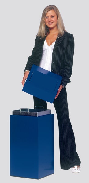 PROREGAL Selbstlöschender Wertstoffsammler Papier 82 Liter HxBxT 89 x 38 x 38 cm Verzinkter Stahl Blau