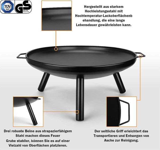 Feuerstelle mit Holzfeuer im Gartenbereich