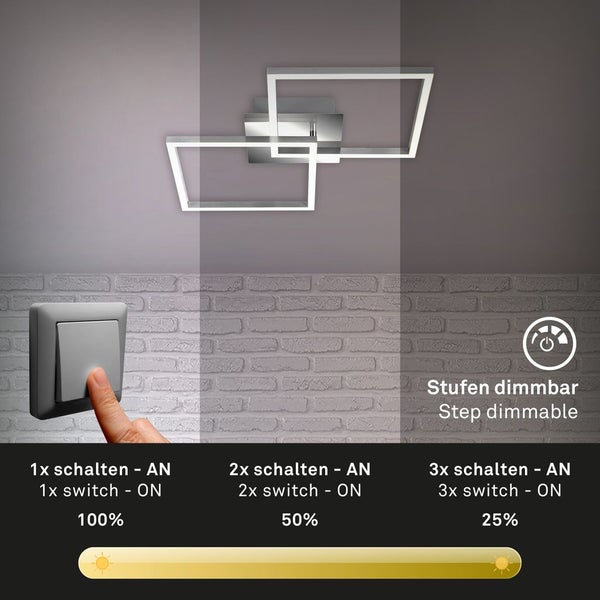 LED Deckenleuchte Dimmbar drehbar 24W silber Metall-Kunststoff Briloner