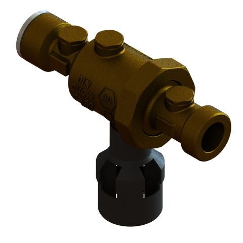 Systemtrenner BA aus Messing für die Trinkwasserinstallation mit integriertem Ablauf.