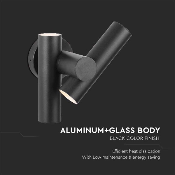 Schwarze Wandleuchte aus Aluminium und Glas