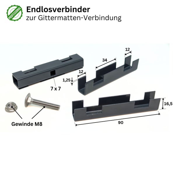 Endlosverbinder zur Gittermatten Verbindung mit Schraube und Mutter