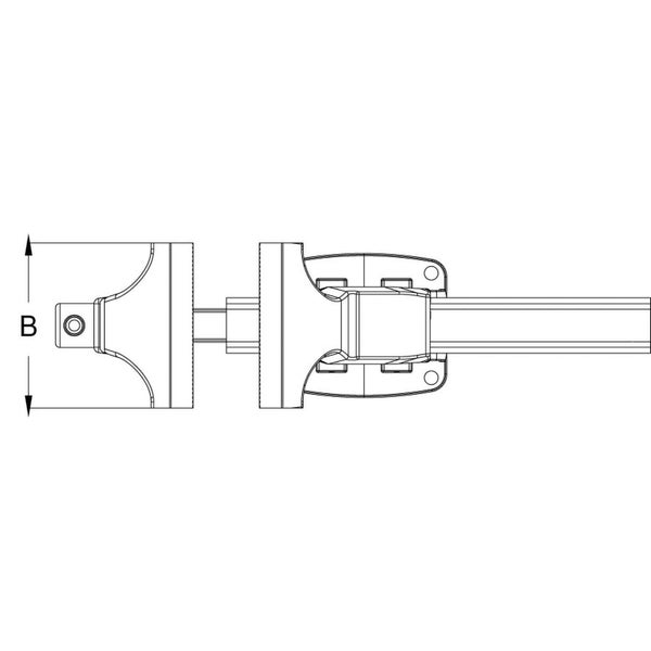 Technische Zeichnung eines Fenstergriffs mit Maßangabe B