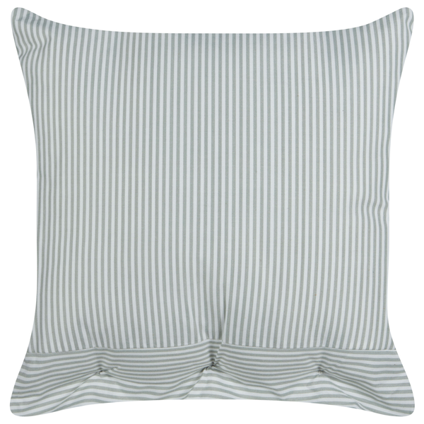 Quadratisches Zierkissen mit Streifenmuster.