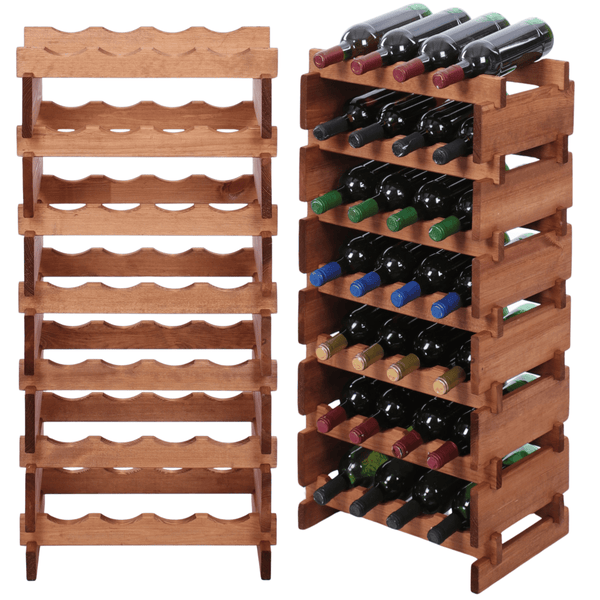Weinregal VINOTECA FLEX PRO HxBxT 93x46x28cm 28 Flaschen auf 7 Ebenen Massives Kiefernholz Braun geölt