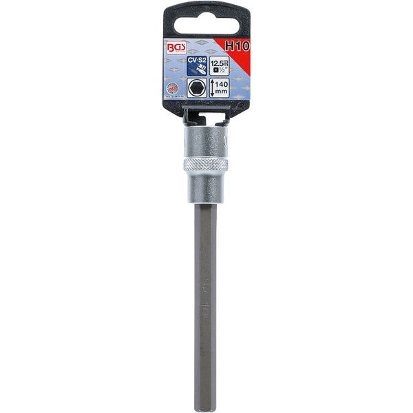 BGS Bit-Einsatz Länge 140 mm Antrieb Innenvierkant 12,5 mm (1/2) Innensechskant 10 mm - 5184-H10