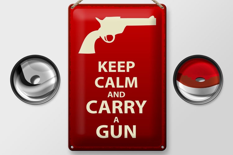 Blechschild Spruch 20x30cm Keep Calm and carry a gun