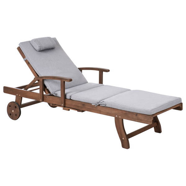Holz Gartenliege mit Auflage und Rädern