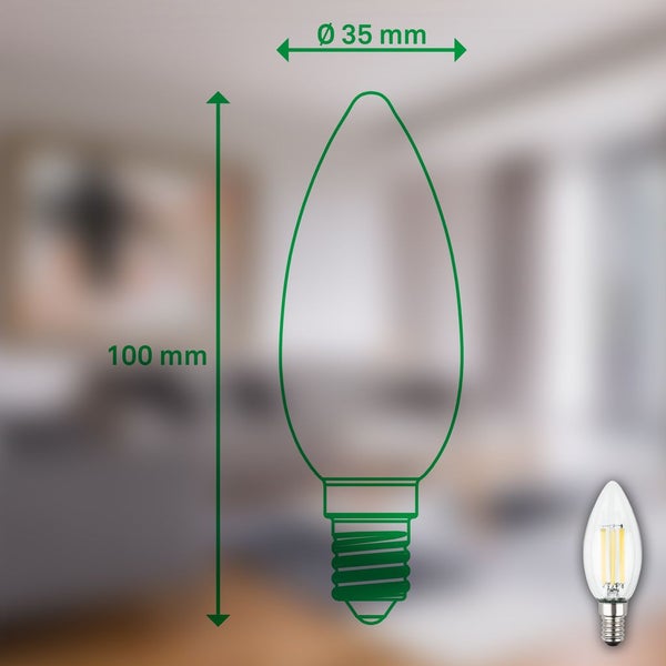 2er Set LED Leuchtmittel E14 LED Lampe Kerze Warmweiß Effizienzklasse A