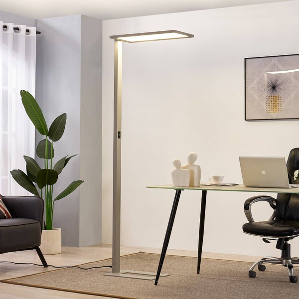PRIOS LED Bürostehleuchten Taronis ( Touchdimmer) dimmbar (Modern) in Alu aus Aluminium (1 flammig, ) - Bürolampe Arbeitsplatzlampe Standleuchte Stehlampe Deckenfluter Licht nach oben &