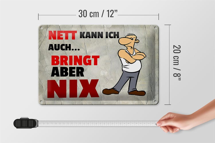 Blechschild Spruch 30x20cm nett kann ich auch bringt aber nix