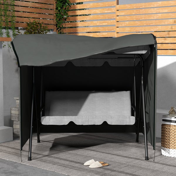 Outsunny Hollywoodschaukel Abdeckung 3 Sitzer, Wasserabweisend Winterfest Schutzhülle für Gartenschaukel, UV-Beständig Abdeckplane, Abdeckhaube, Reißfest 420D Oxford Gewebe, 177x114x152cm Dunkelgrau