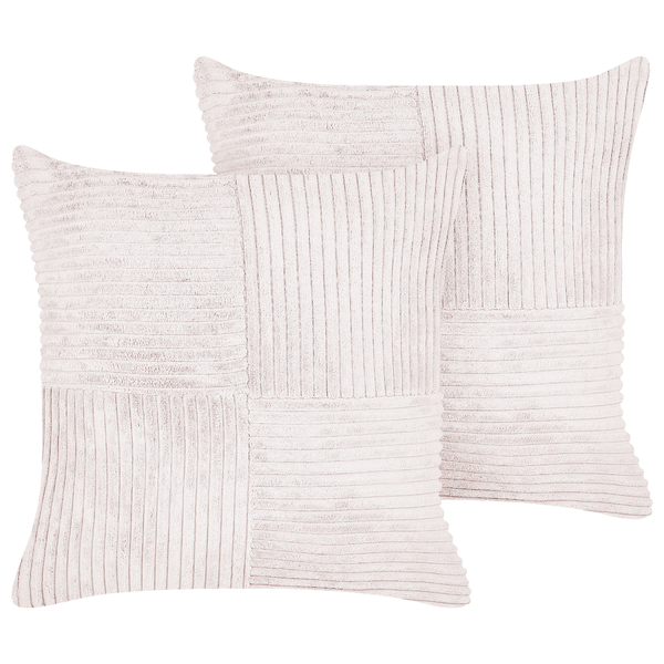Dekokissen 2er Set MILLET Cord 43 x 43 cm Cremeweiß Geometrisches Muster