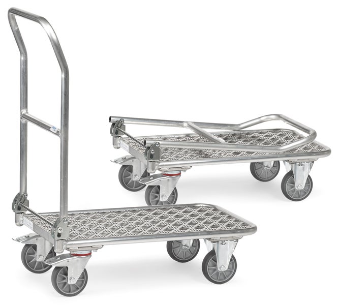 Zwei klappbare Transportkarren aus Metall