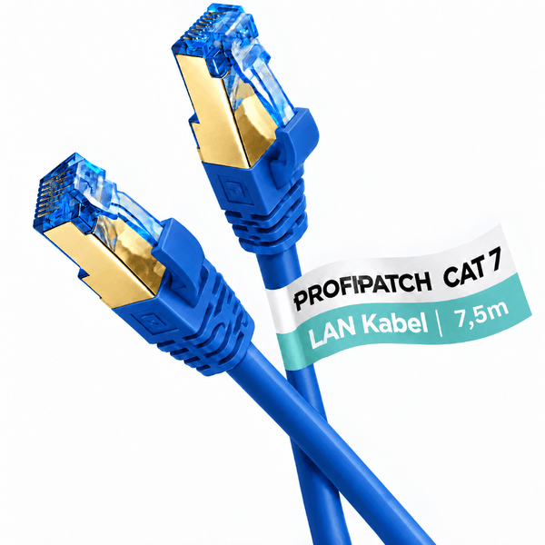Profipatch Kategorie 7 LAN Kabel mit einer Laenge von 7,5 Metern und zwei RJ45 Steckern