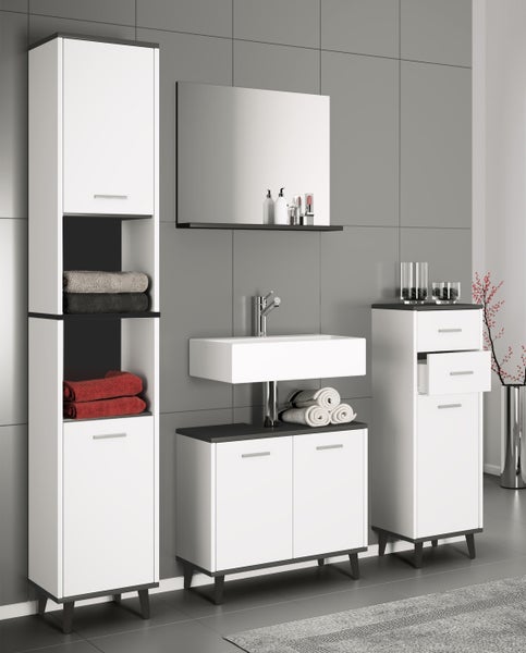 4-tlg. Komplett Badmöbel Badschrank Set Landos l