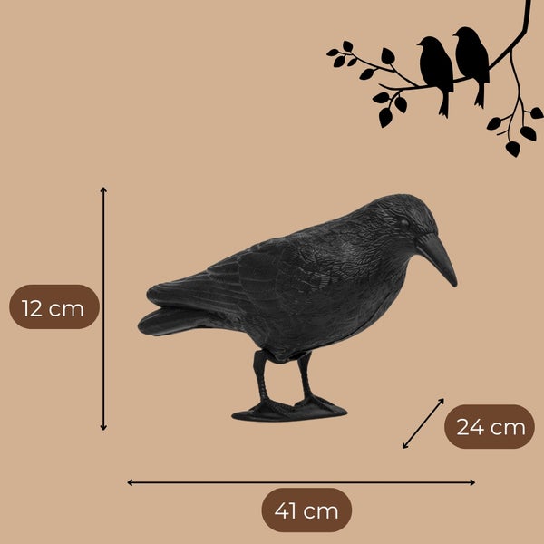Dekorative Krähenfigur mit den Maßen 41 x 24 x 12 cm für den Innen- und Außenbereich