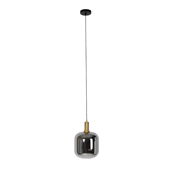 Hängelampe schwarz mit Gold und Rauchglas inkl. PUCC - Zuzanna