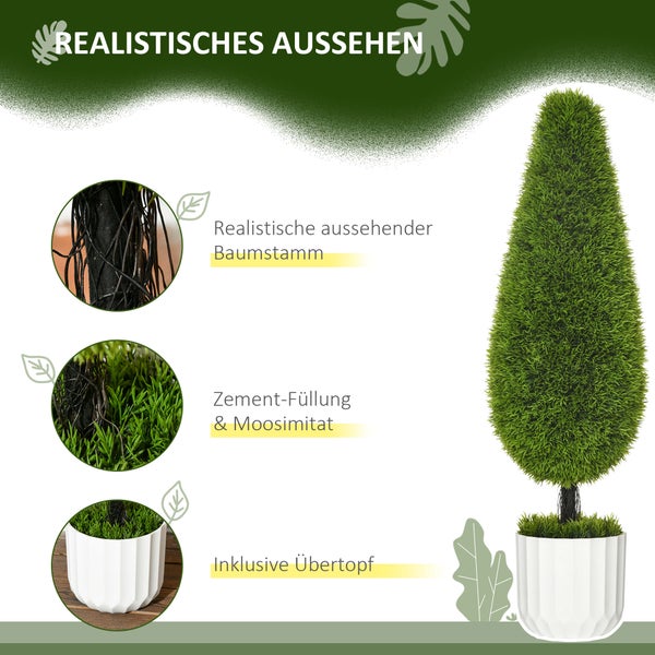 HOMCOM, Künstliche Pflanzen, Zimmerpflanze, 12L x 12B x 90H cm, PE, Grün