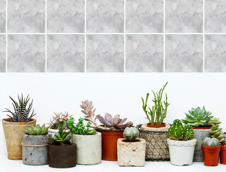 Fliesensticker, Stickerfliesen Beton, selbstklebend, bedruckt, ideal für Badezimmer und Küche im 12 Stück a 15x15cm_TS0571