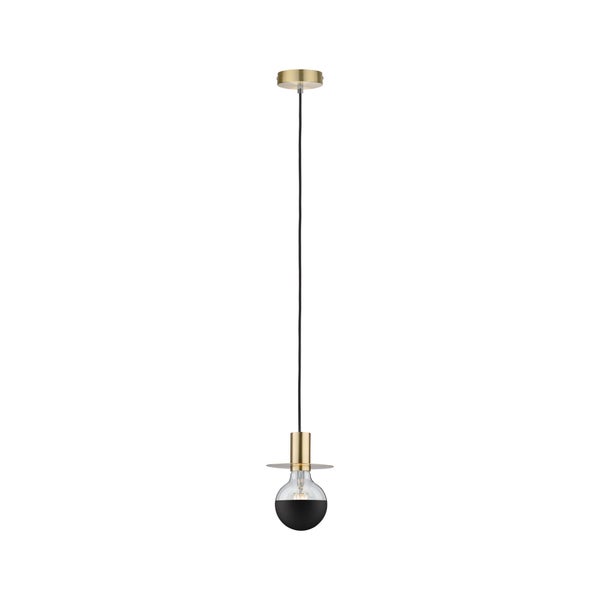Moderne Pendelleuchte mit Metallfassung und runder Glühlampe
