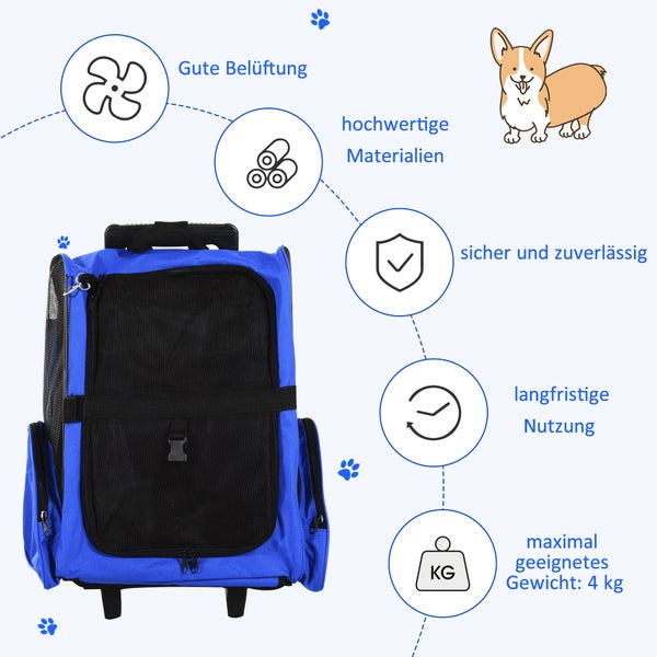 PawHut Tragetasche, 42cm x25cm x55cm, 100% Polyester, Blau+Schwarz