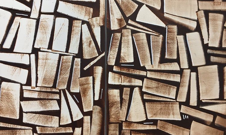 Das Wandbild -Golden Deep- 180x60x2 cm handgemaltes Unikat