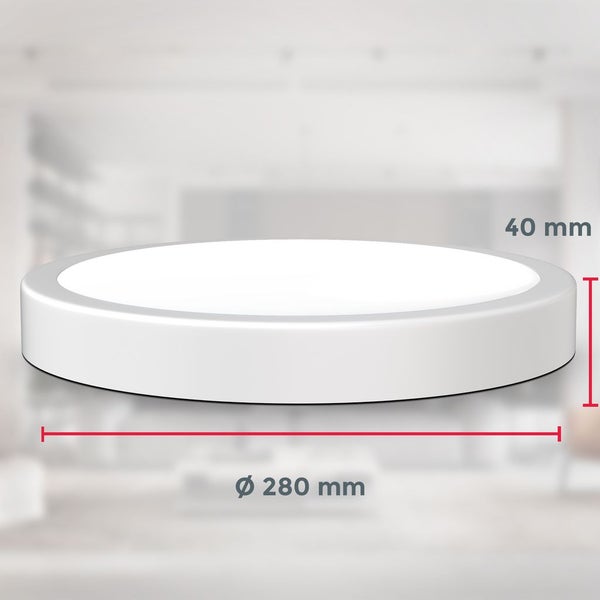 Deckenlampe Ø28 cm - 18W, 2000lm, LED, neutralweiß, weiß