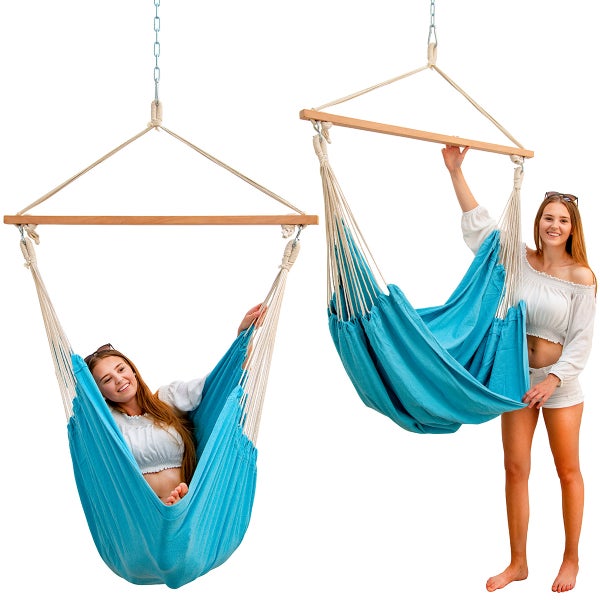 XL Hängesessel Relaxsessel 185x130cm in Pazifik Blau bis 150kg