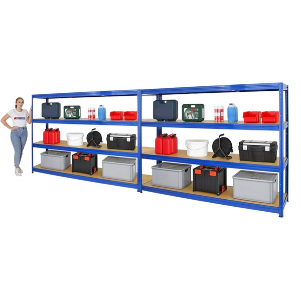 PROREGAL Mega Deal 2x Schwerlastregal Dino HxBxT 180 x 240 x 60 cm Fachlast 450 kg Blau