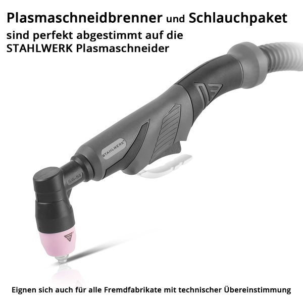 STAHLWERK Plasmaschneidbrenner AG-60 SG-55 ledergeschütztes 5 m Schlauchpaket