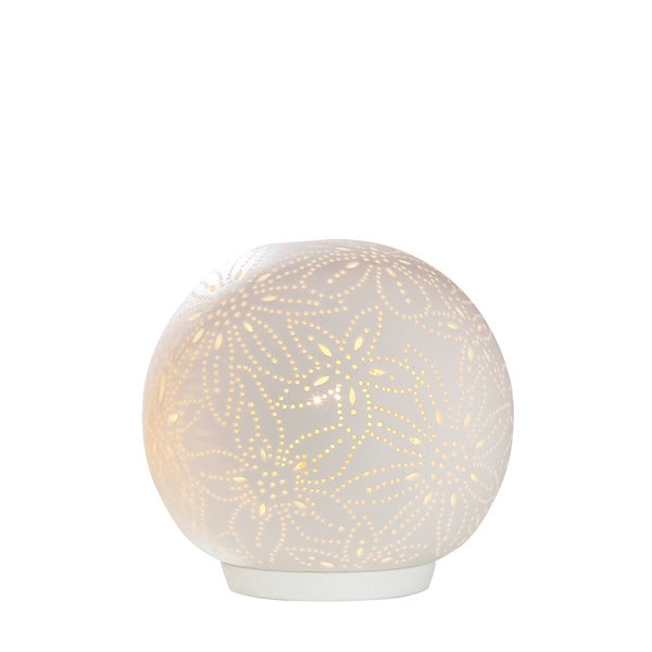 Tischleuchte GILDE Lampe Höhe 17,5 cm weiß Porzellan