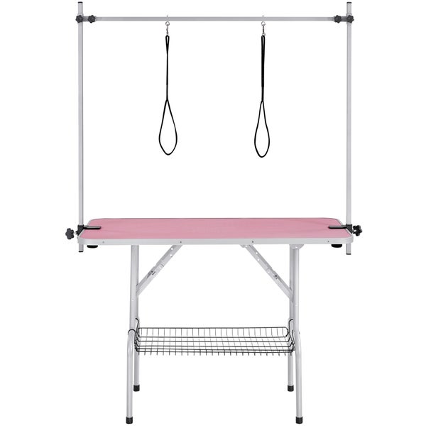 Yaheetech Höhenverstellbar Trimmtisch mit 2 Galgen , Rosa