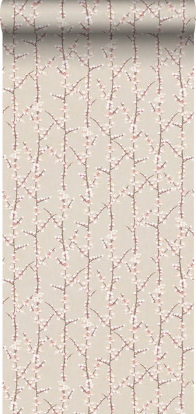 Sanders und Sanders Tapete Blüte Sandbeige und Weiß - 53 cm x 10 m - 640181