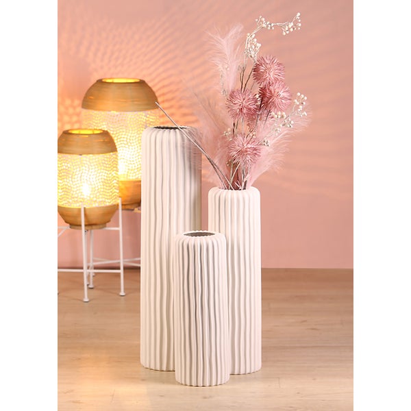 Vase GILDE Höhe 58 cm weiß Keramik