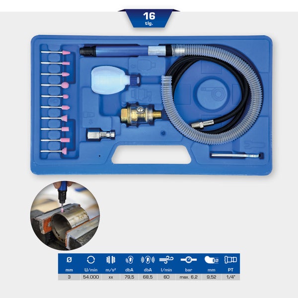 BRILLIANT TOOLS Druckluft-Stiftschleifer-Satz 16tlg. - BT160710