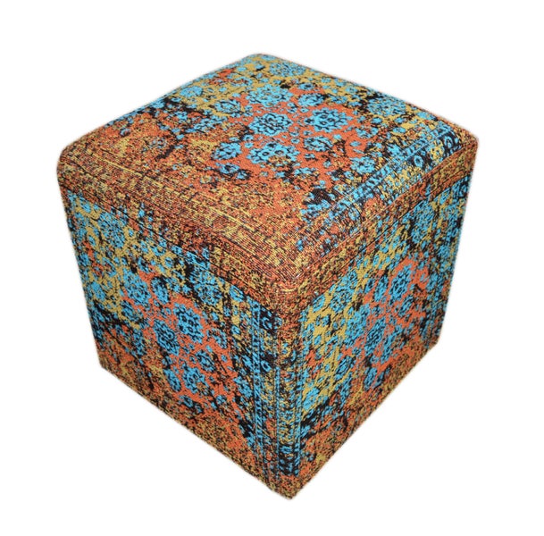 Pouf Hocker handgefertigt Multi Quadrat 42 cm