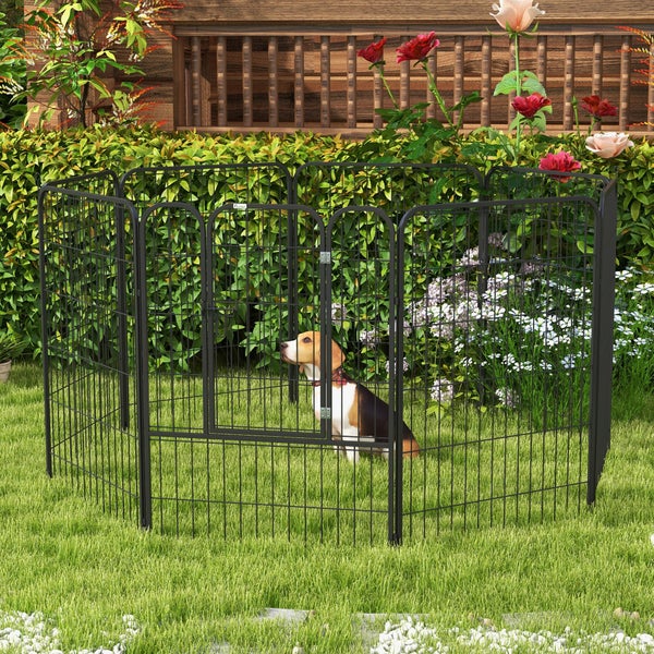 PawHut Haustier-Laufstall, 80B x 100H cm, Metall, Schwarz