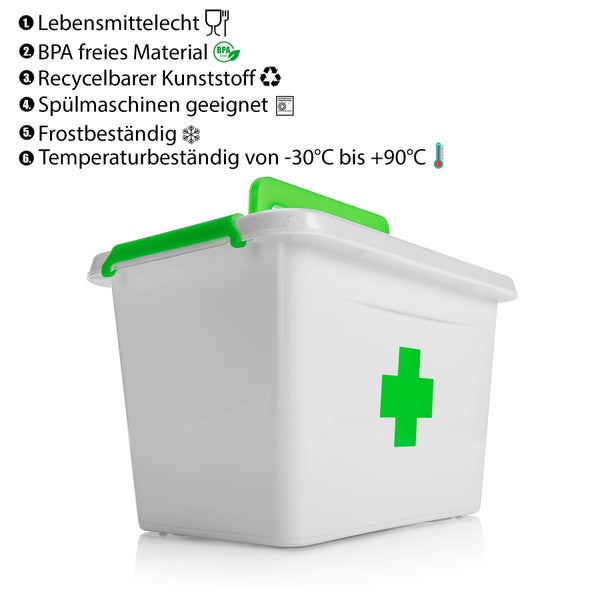BigDean 2 Stück Medizinbox 6,5 L aus BPA-freiem & lebensmittelechtem Kunststoff – Medikamentenbox für Salben, Tabletten und Verbände – Koffer Organizer Made in Europe