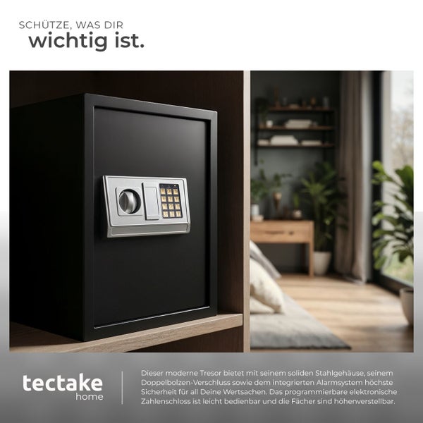 Tresor mit elektronischem Zahlenschloss im modernen Interieur